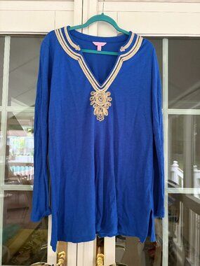 Lilly Pulitzer Emerson Tunic Blue - Size XL
